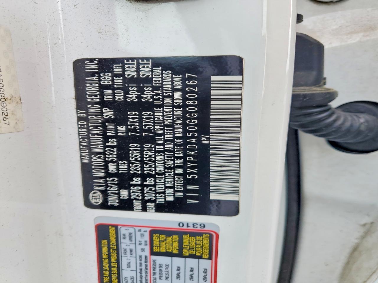 2016 KIA Sorento sx V6