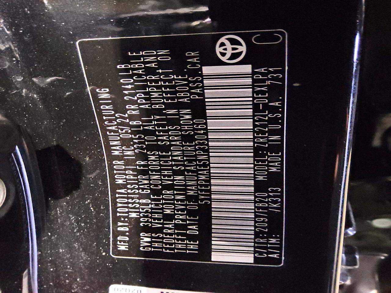 2022 Toyota Corolla le