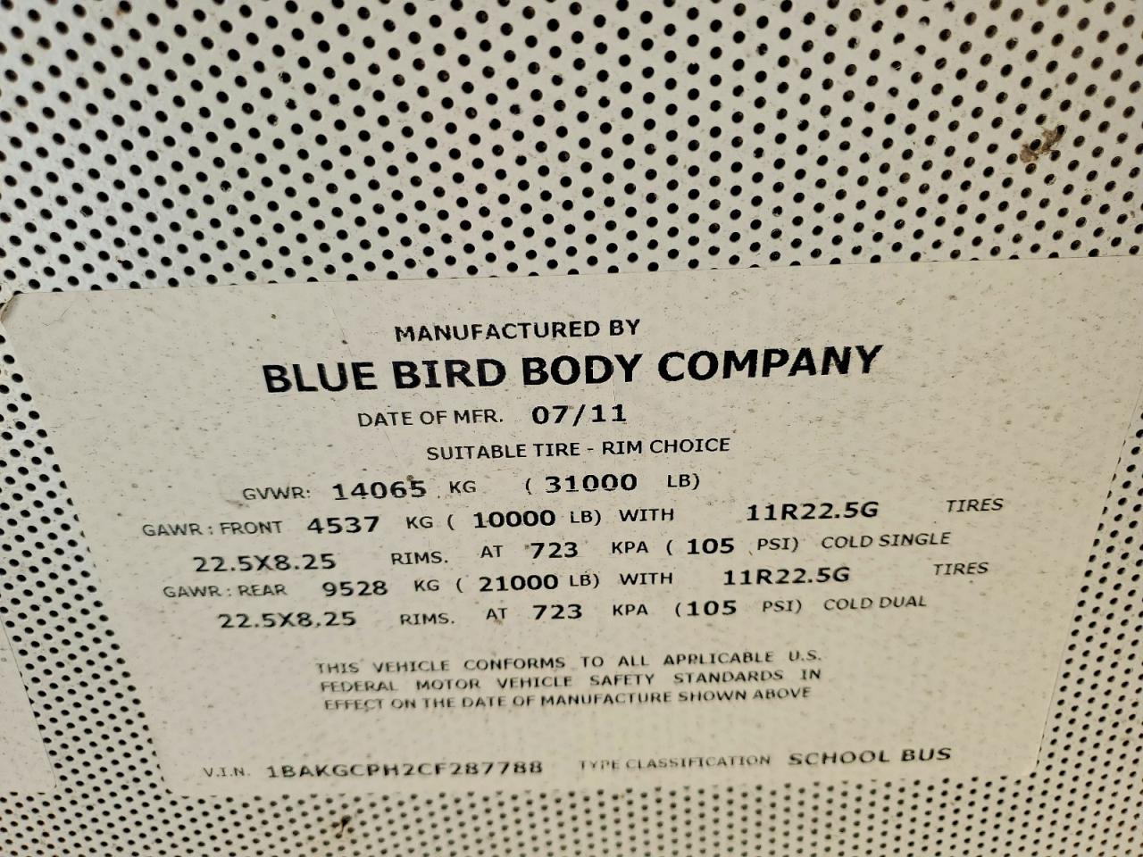 2012 Bluebird Vision-School Bus