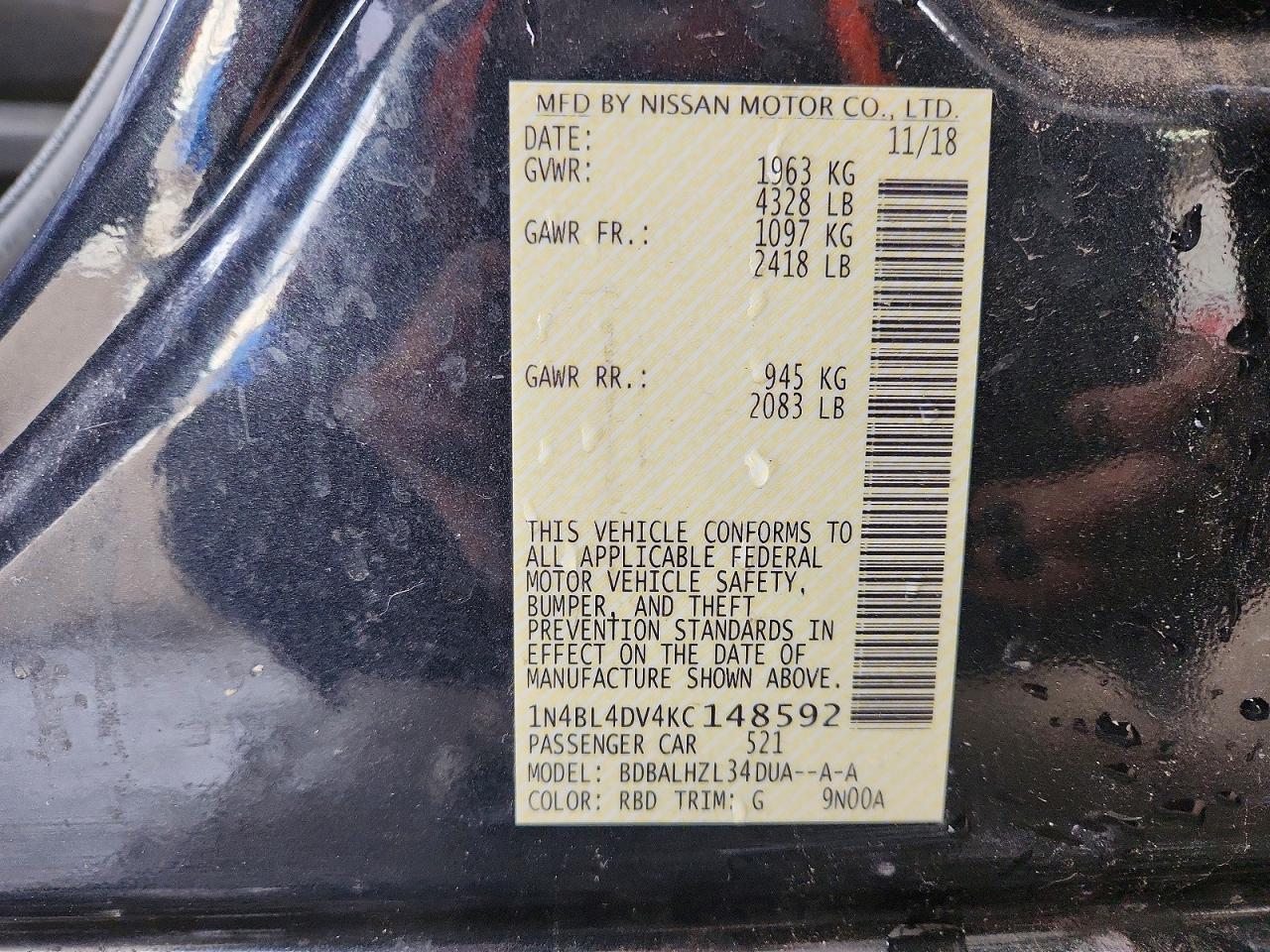 2019 Niss Altima 2.5