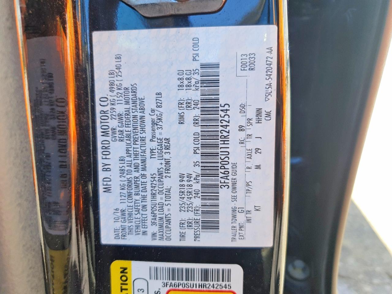 2017 Ford Fusion Titanium Phev