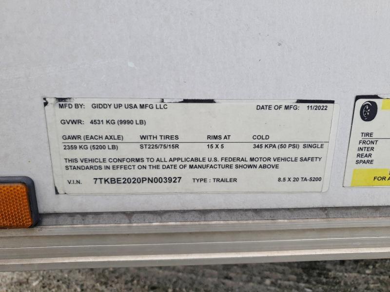 2023 Giddy Up 8.5X20TA Enclosed Cargo Trailer
