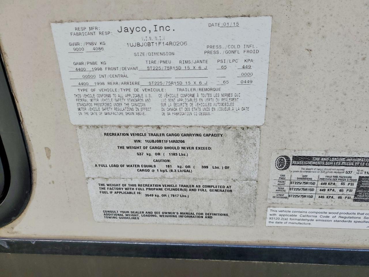 2015 Jayco WHITEK32RL-Camper