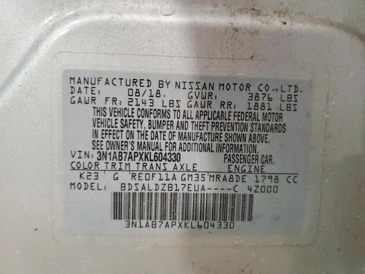 2019 Nissan Sentra sv