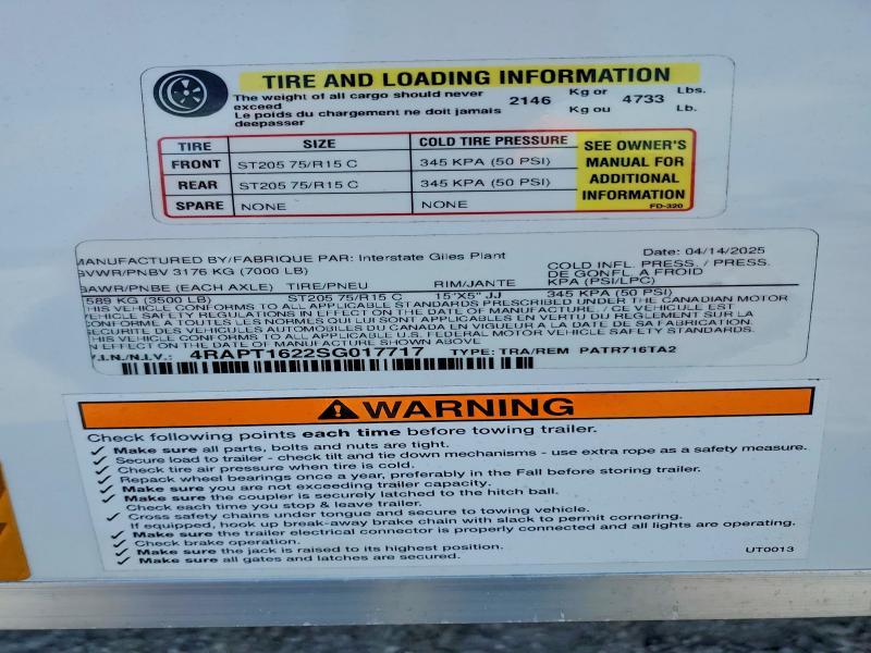 2025 Interstate Patr716ta2 Enclosed Cargo Trailer