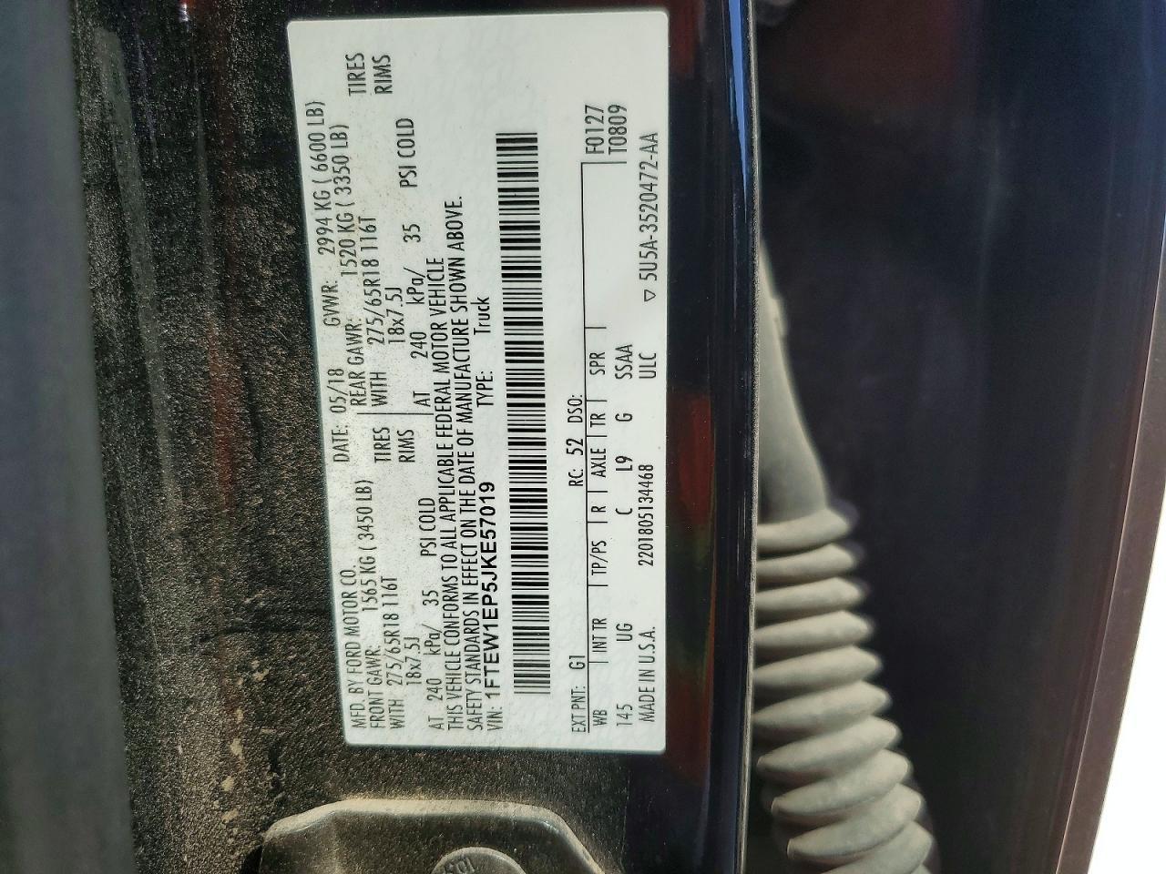 2018 Ford F150 XLT 4WD 2.7L V6 Crew Cab