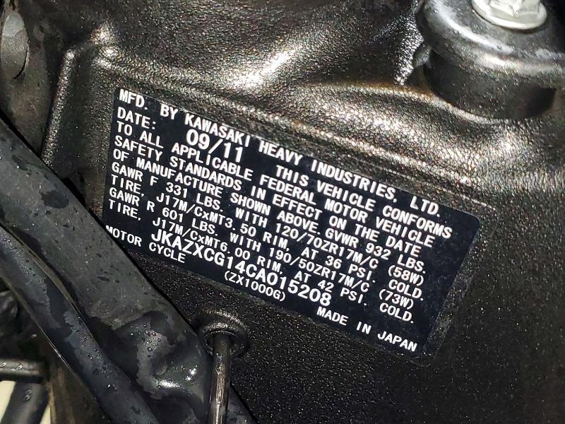 2012 Kawasaki Zx1000 g