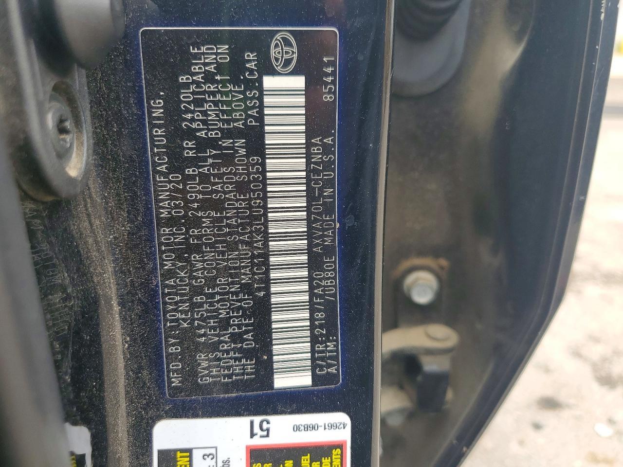 2020 Toyota Camry le