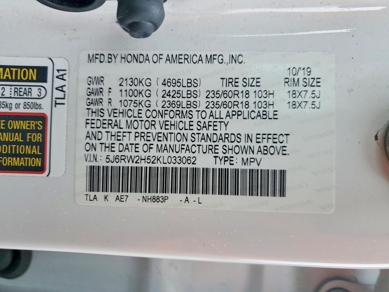 2019 Honda Cr-v ex