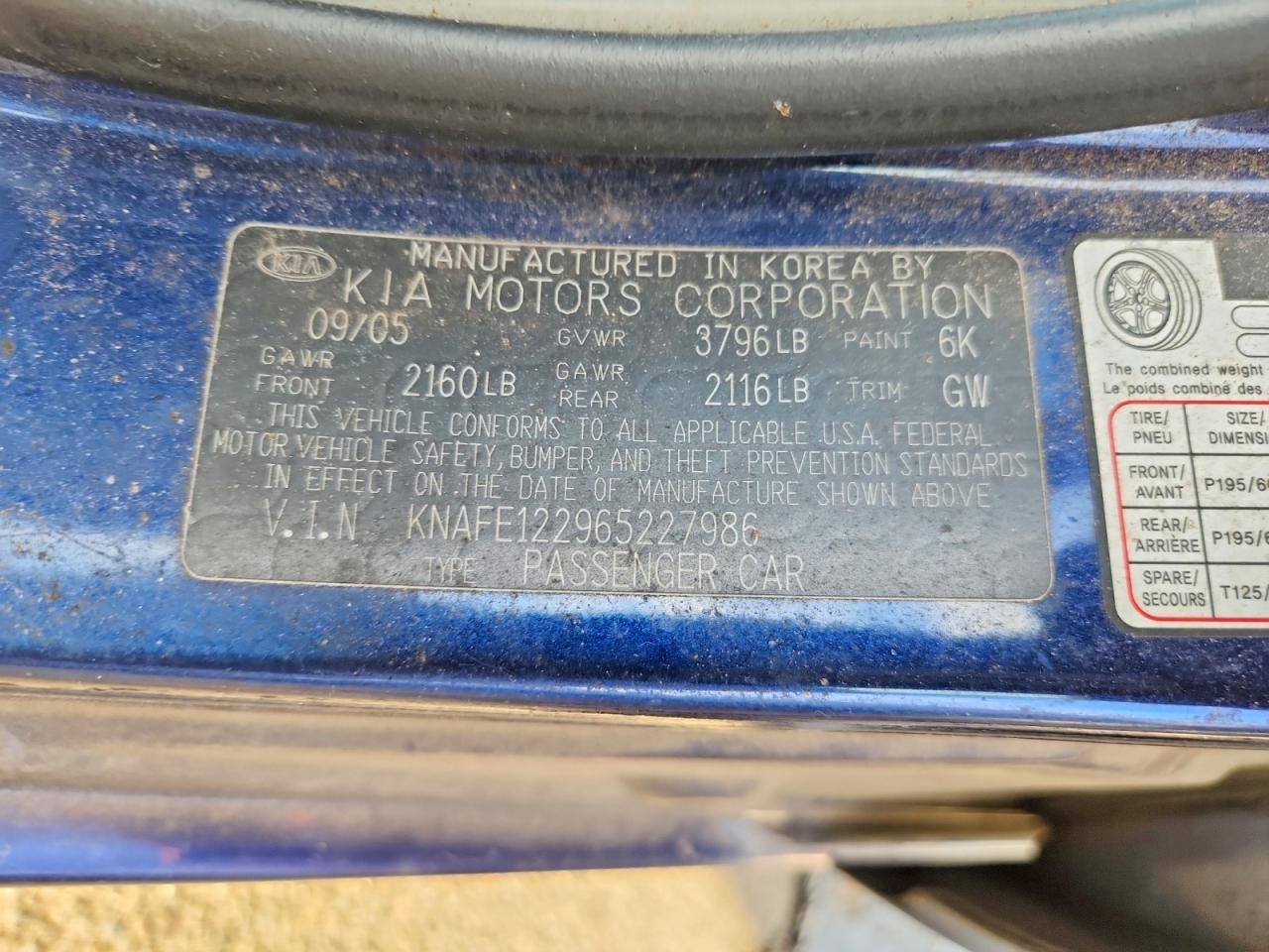 2006 KIA Spectra ex
