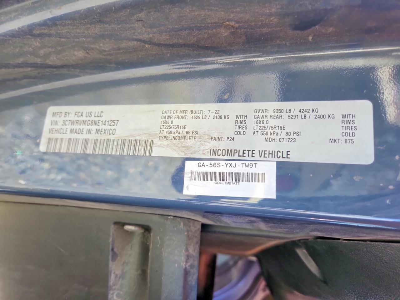 2022 Dodge RAM Promaster 3500 Delivery Truck