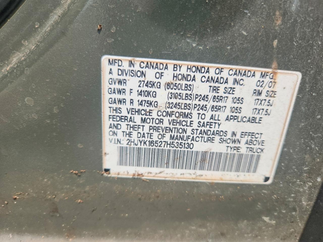 2007 Honda Ridgeline RTL