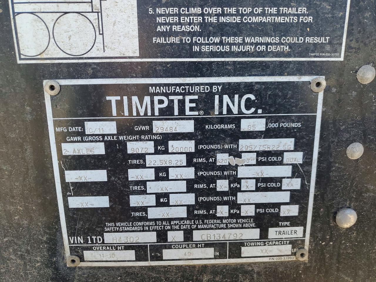 2012 Timpte Grain Trailer