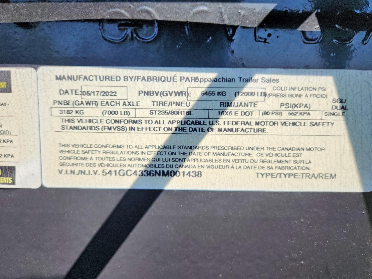 2022 Appa Alachain Equipment Trailer