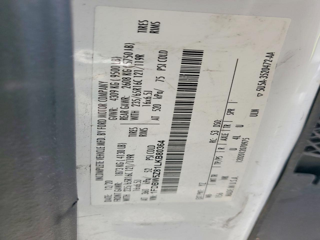 2020 Ford Transit Delivery Truck