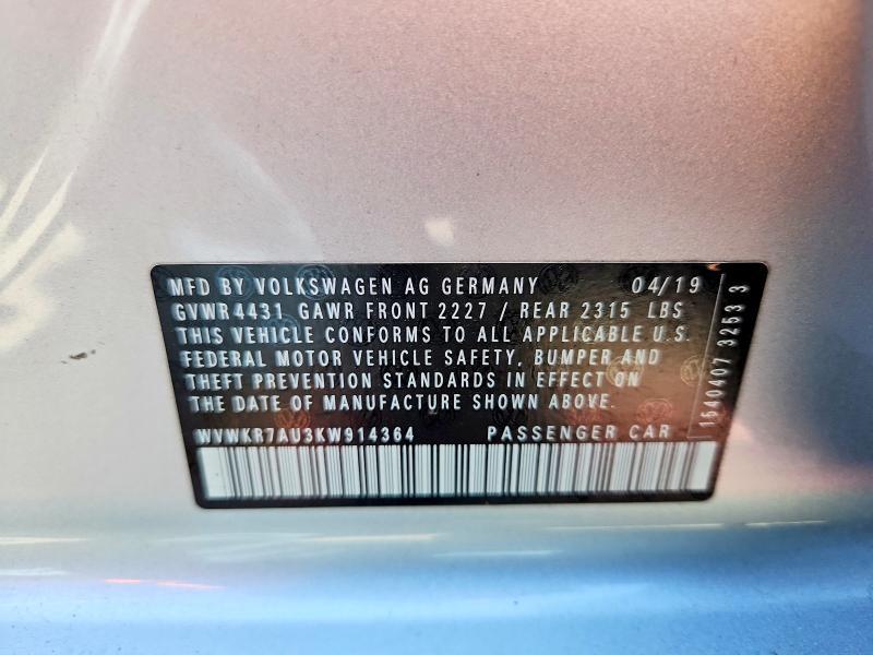 2019 Volkswagen E-golf se