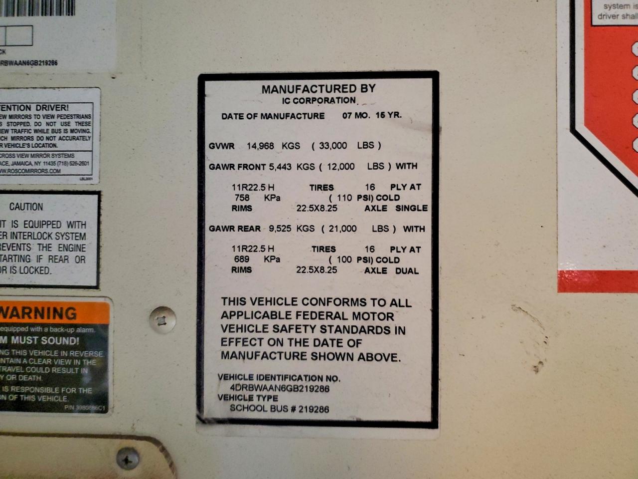 2016 Ic Corporation RE Series School-School Bus
