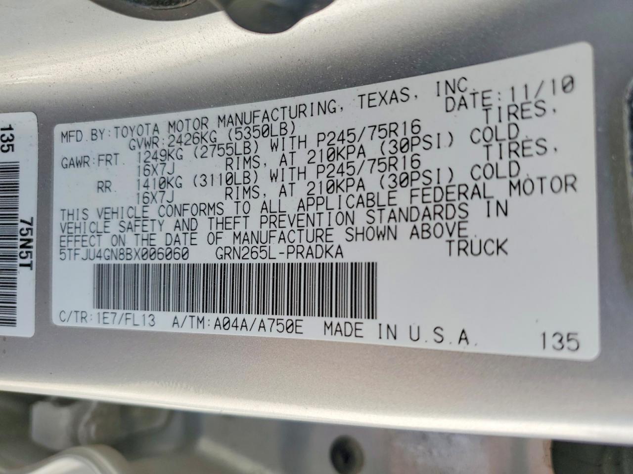 2011 Toyota Tacoma Prerunner V6