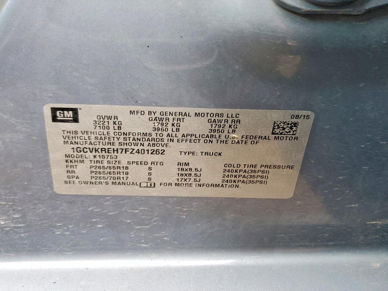 2015 Chev Silverado K1500 lt