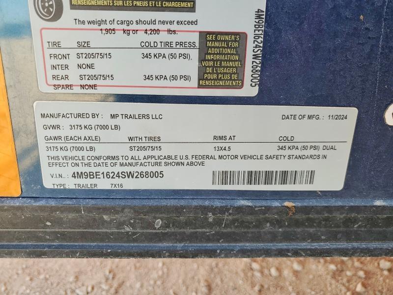 2025 Unknown 2025 MP 7X16 Enclosed Cargo Trailer