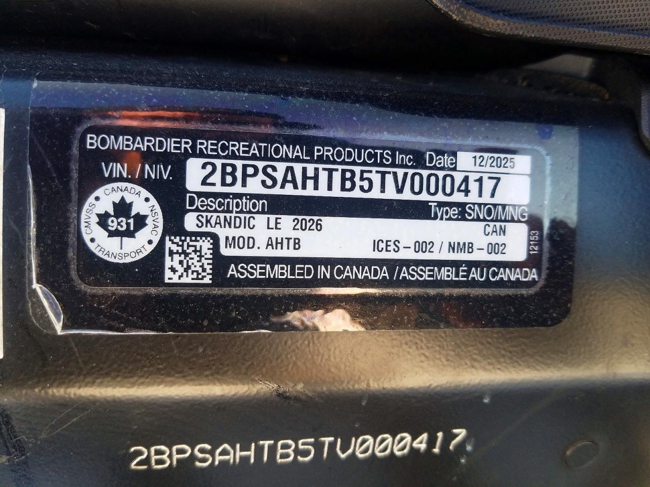 2026 Skidoo Skandic LE 900 ACE