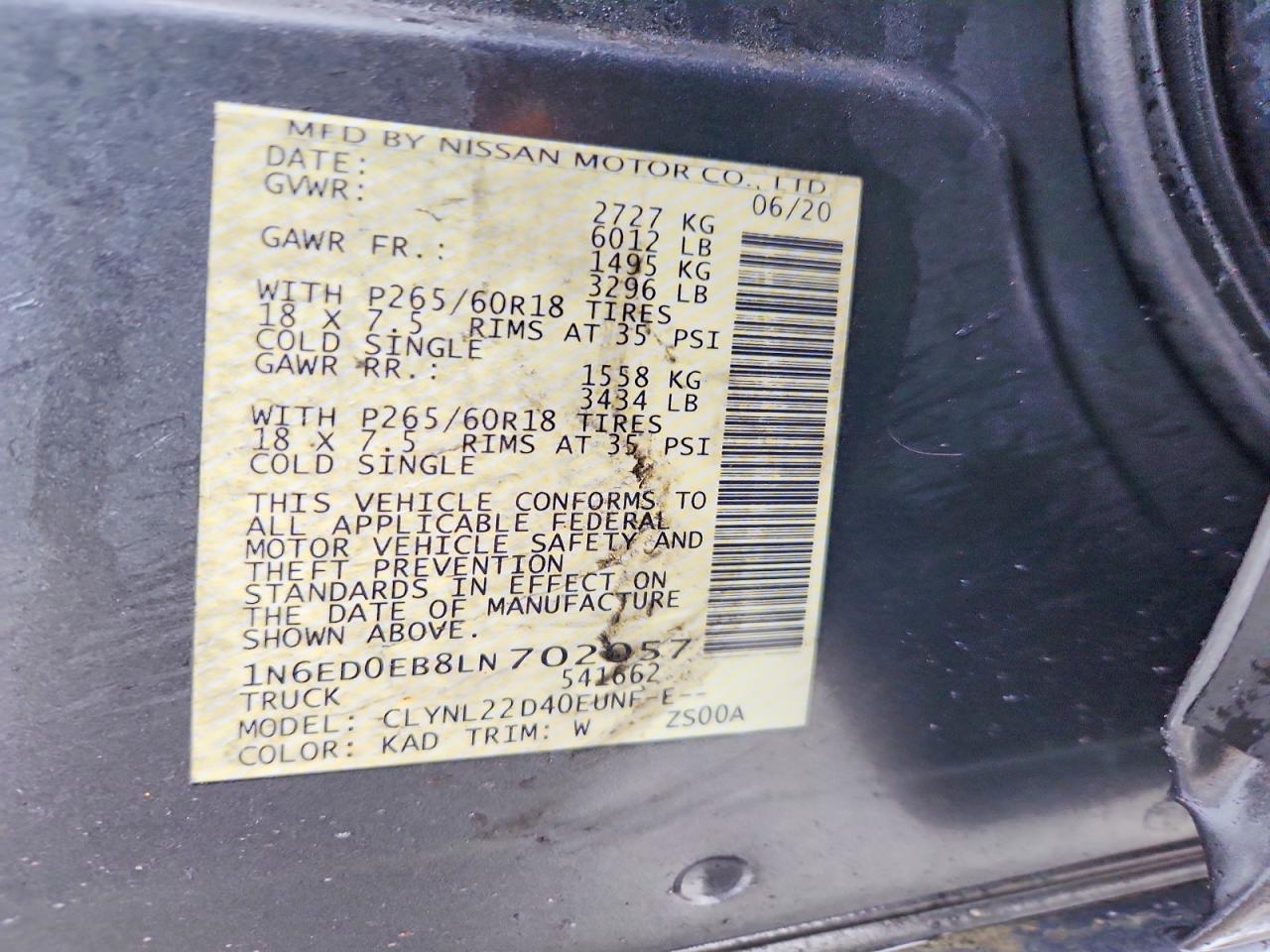 2020 Nissan Frontier SV