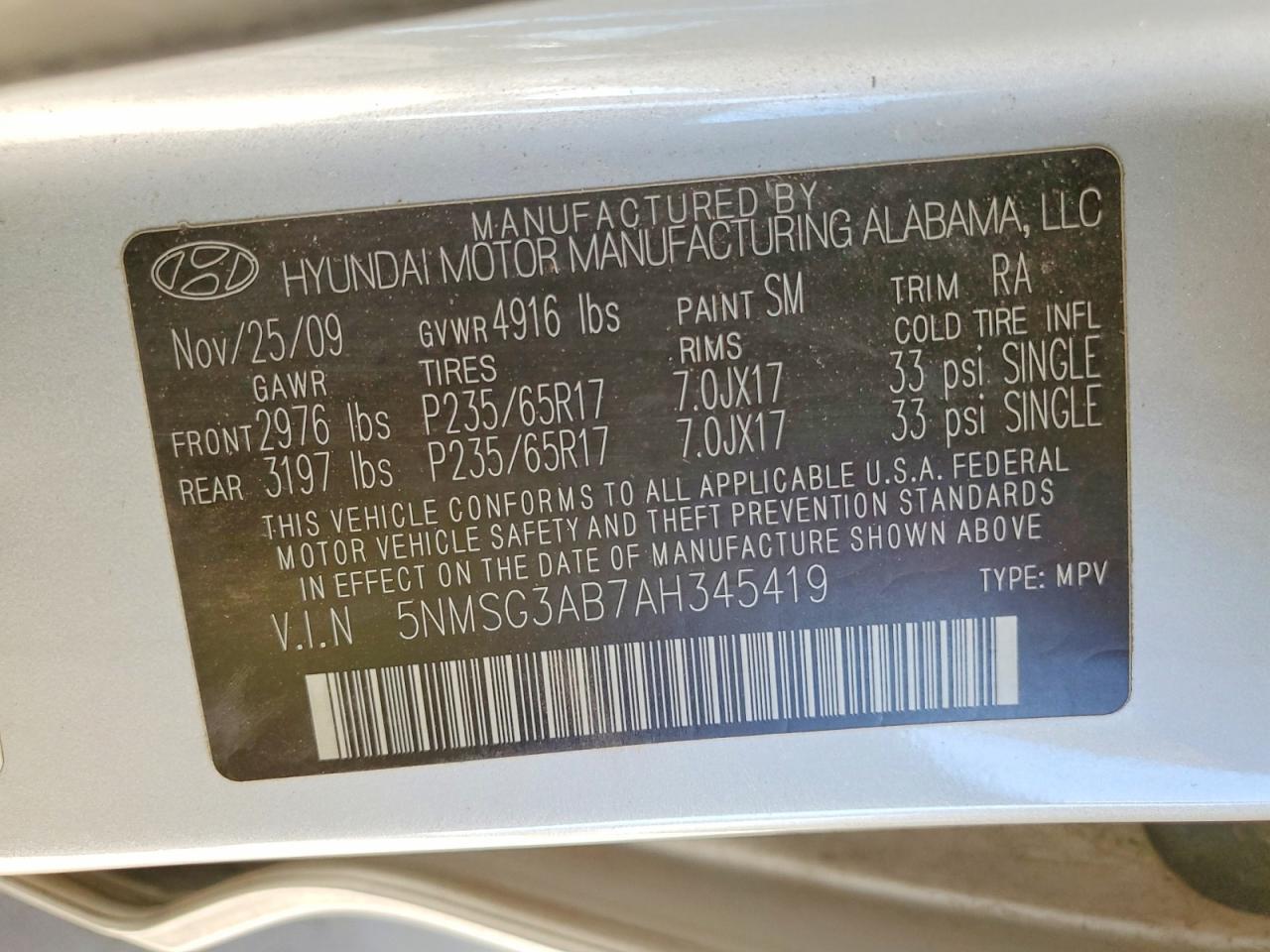 2010 Hyundai Santa fe gls