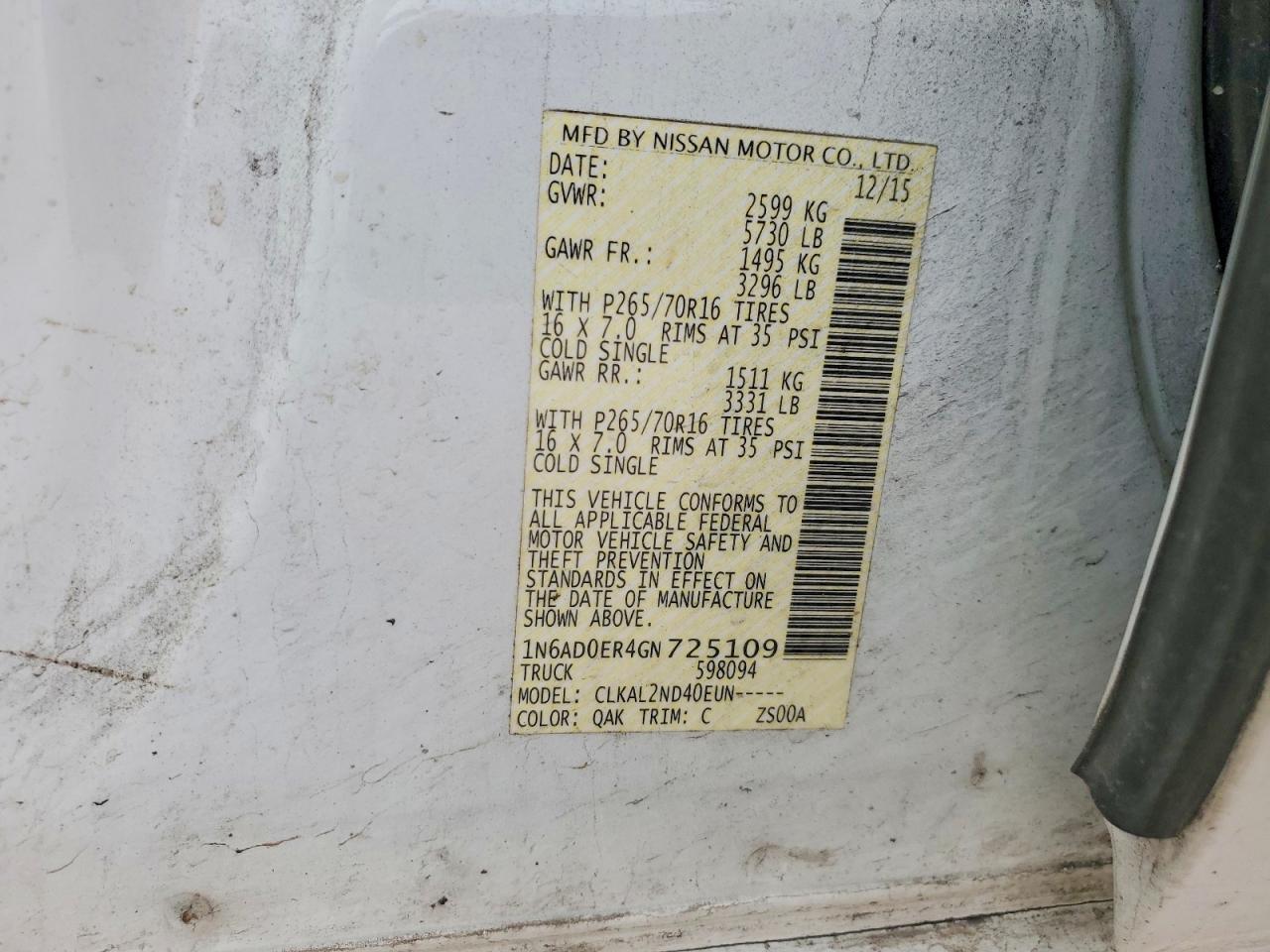 2016 Nissan Frontier s