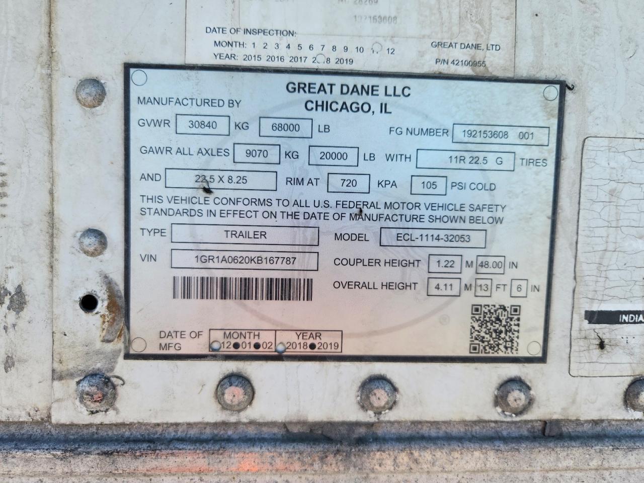 2019 Great Dane 2019 Great Dane ECL-1114-32053 Refrigerated Van TR