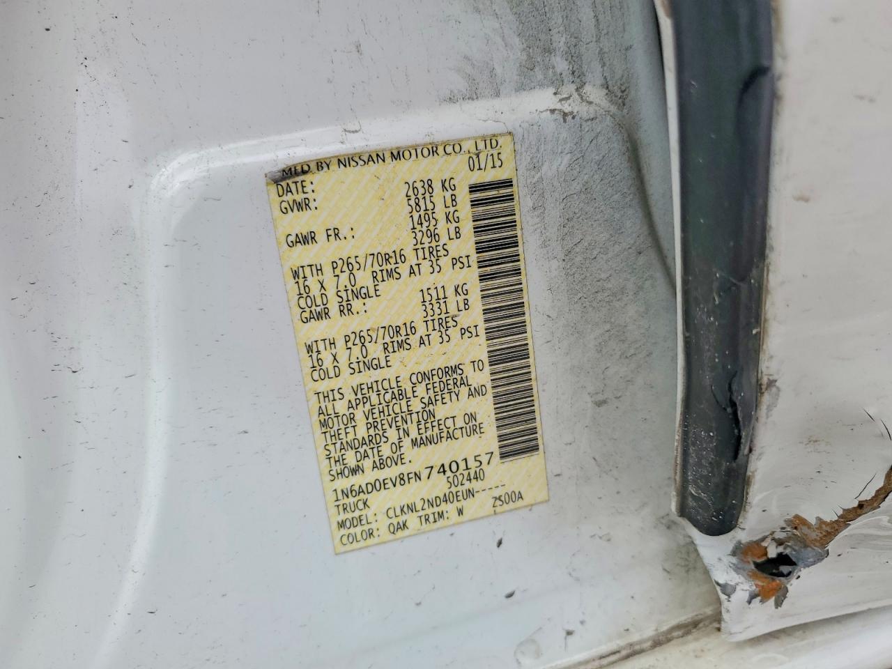 2015 Niss Frontier sv