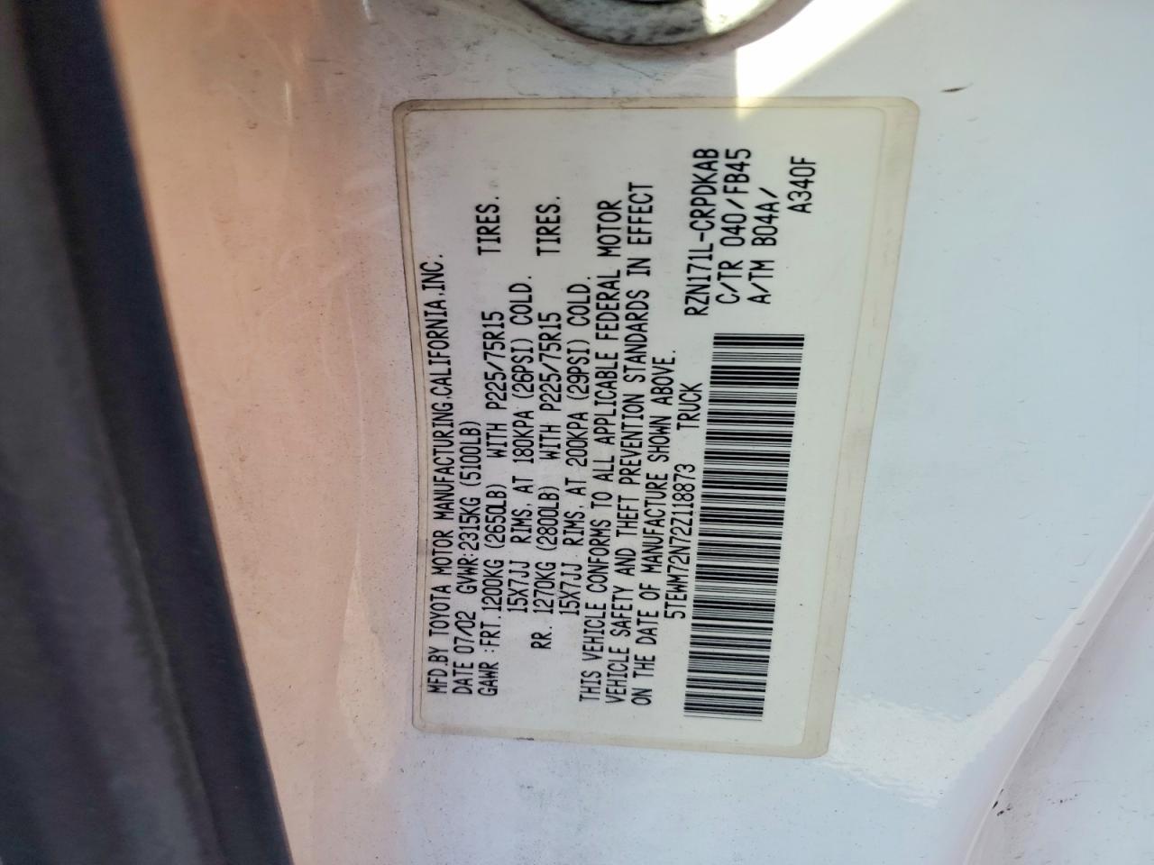 2002 Toyota Tacoma Base