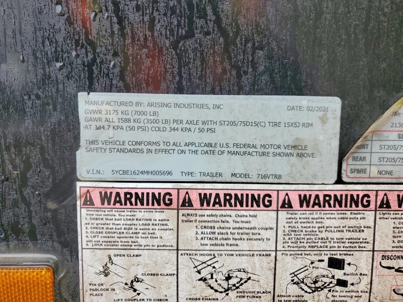 2021 Arising Industries 716VTRB Enclosed Cargo Trailer