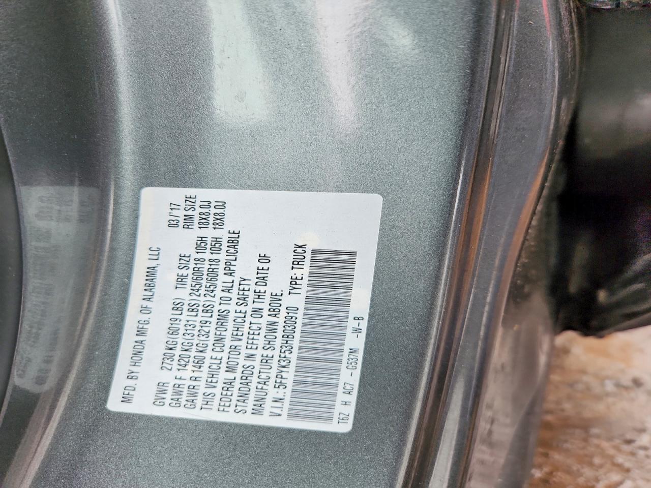 2017 Honda Ridgeline RTL