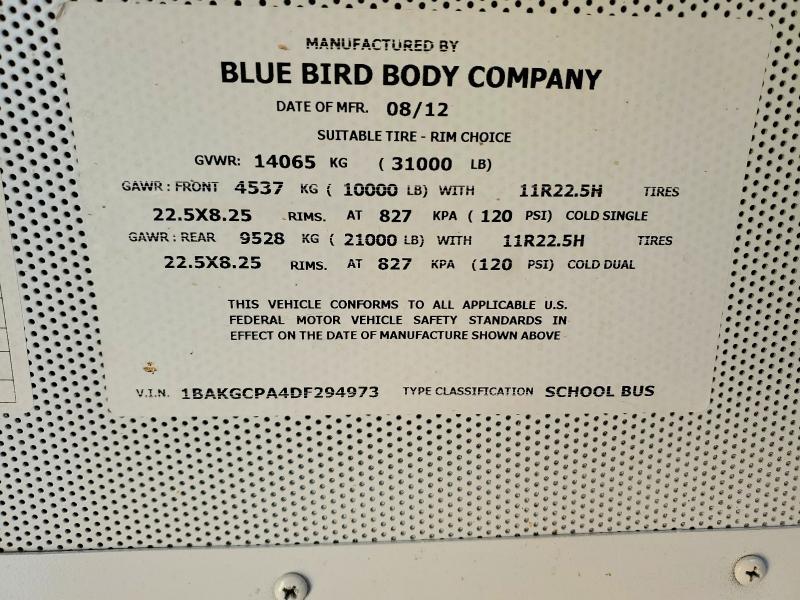2013 Bluebird School Bus