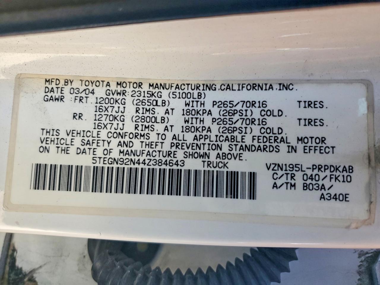 2004 Toyota Tacoma Prerunner V6