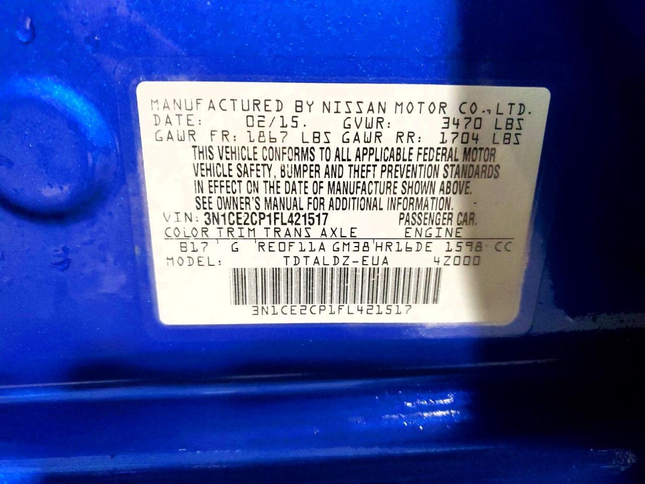 2015 Nissan Versa Note sv