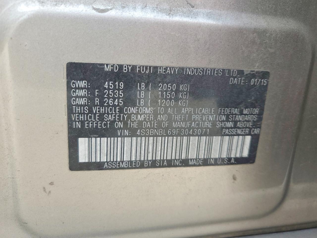 2015 Subaru Legacy 2.5i Limited