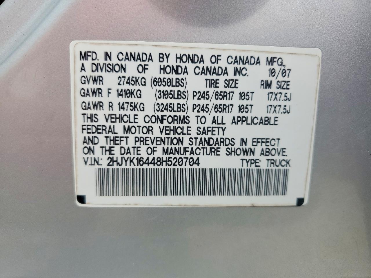 2008 Honda Ridgeline RTS