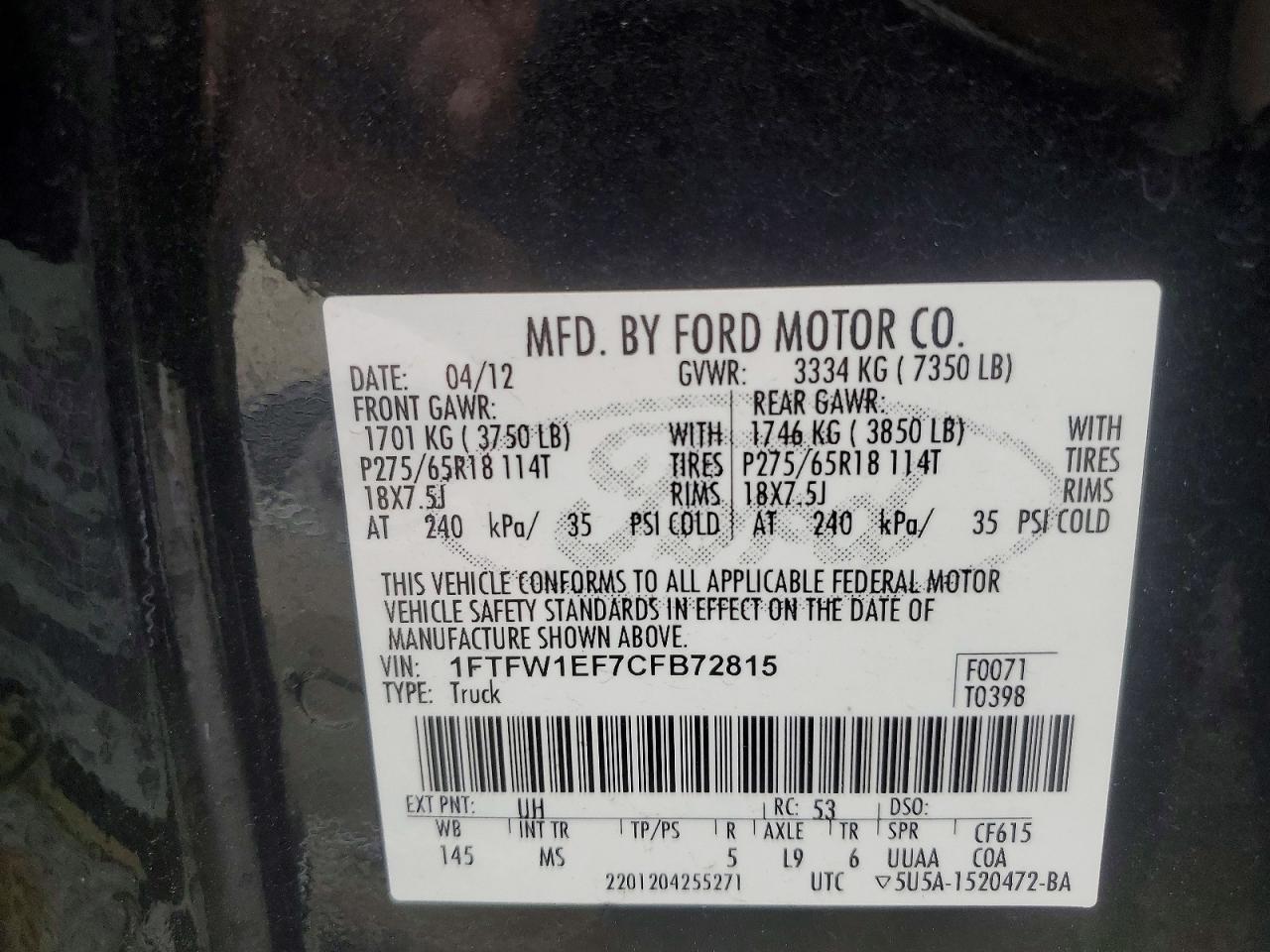 2012 Ford F150 Supercrew