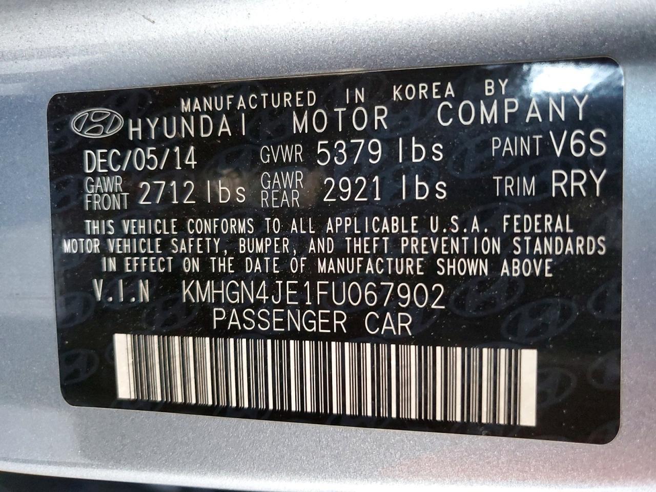 2015 Hyundai Genesis 3.8l