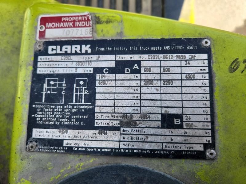 2012 Clark C25CL Forklift