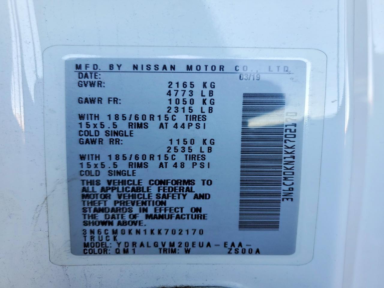 2019 Nissan NV200 SV