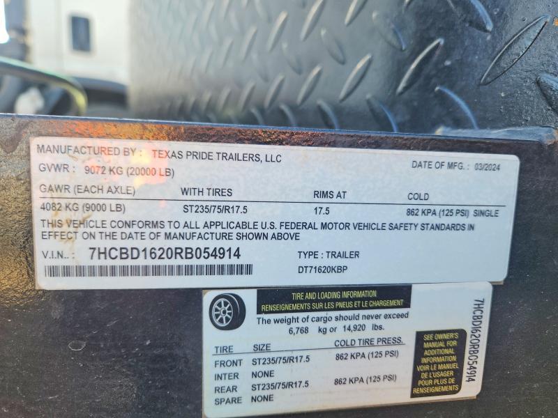 2024 Texas Pride DT71620KBP Dump Trailer