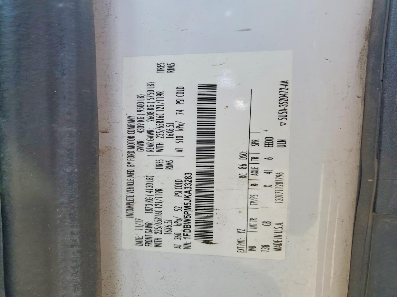 2018 Ford Transit Utility / Service Truck