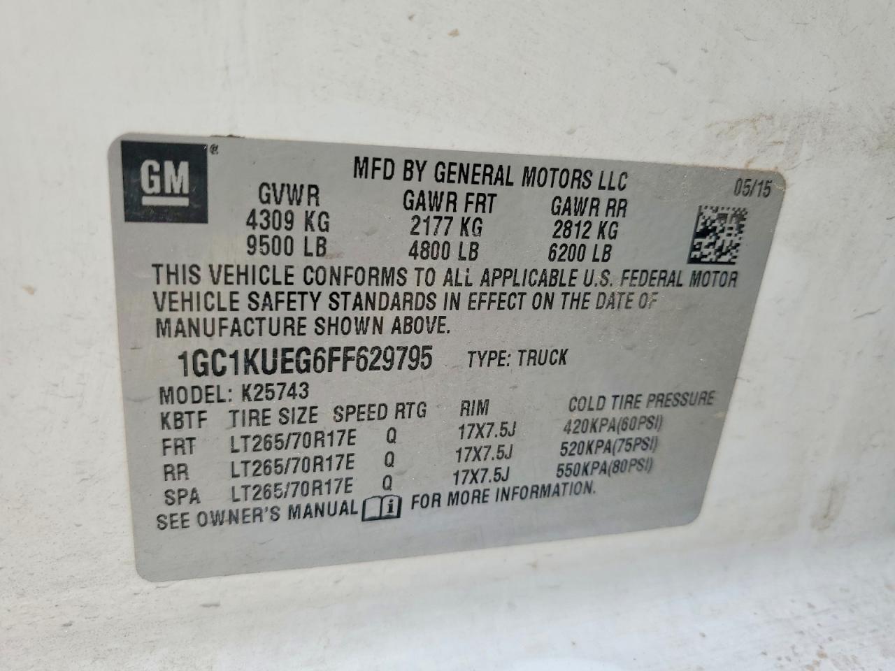 2015 Chev 2500 Extended Cab HD