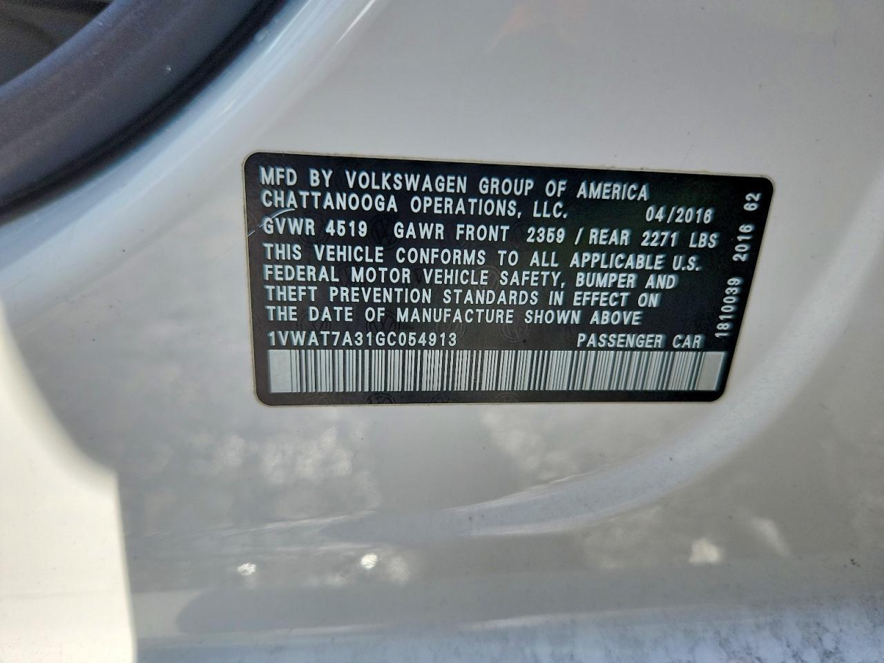 2016 Volkswagen Passat s