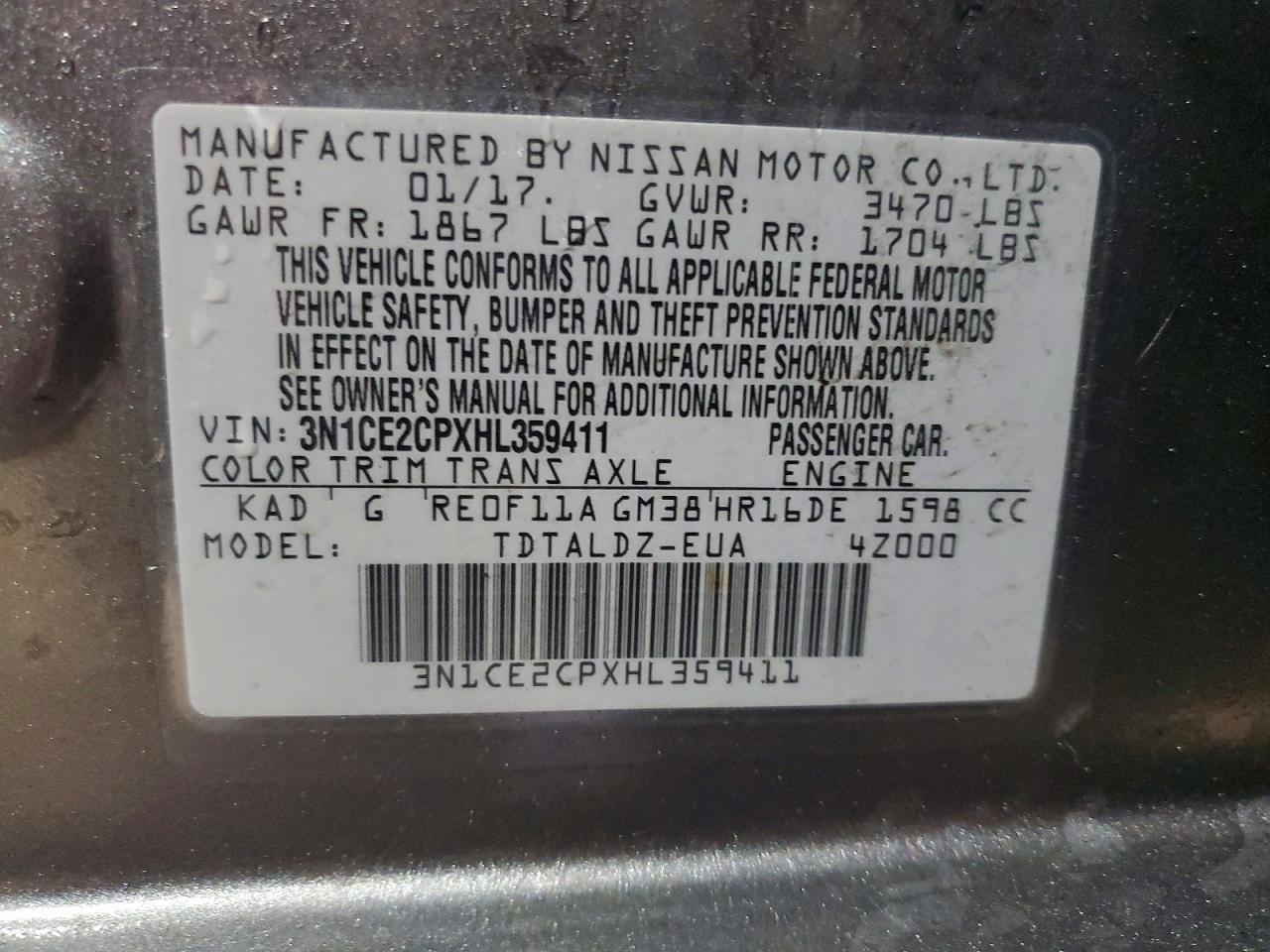 2017 Nissan Versa Note sv