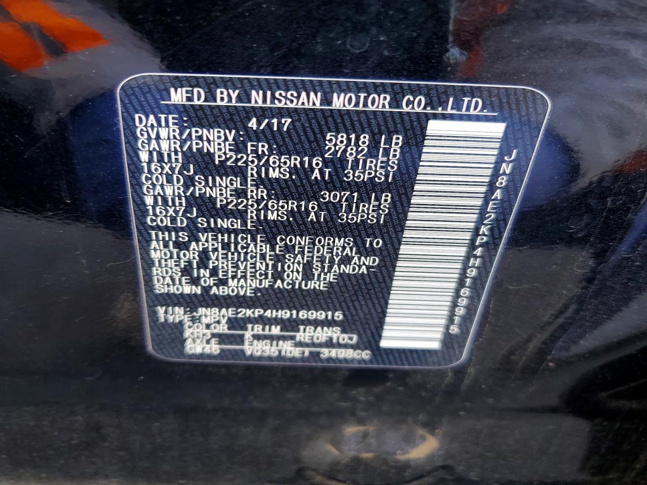 2017 Nissan Quest sv