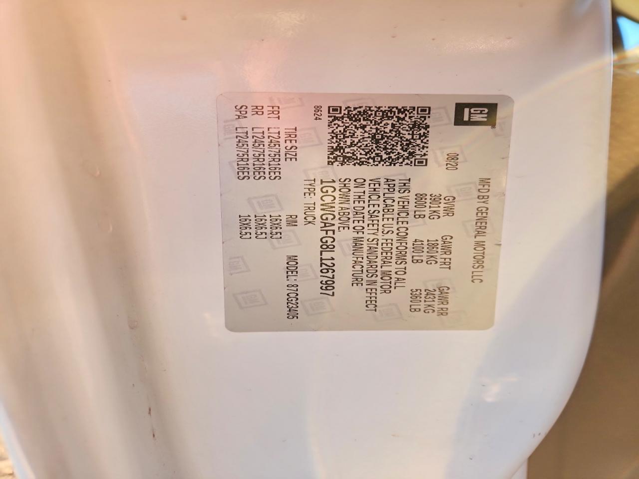 2020 Chev Rolet Express 2500 Cargo Delivery van