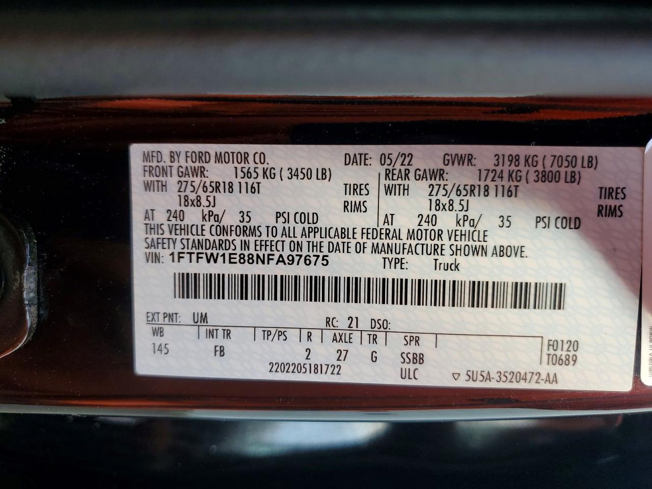 2022 Ford F150 Supercrew